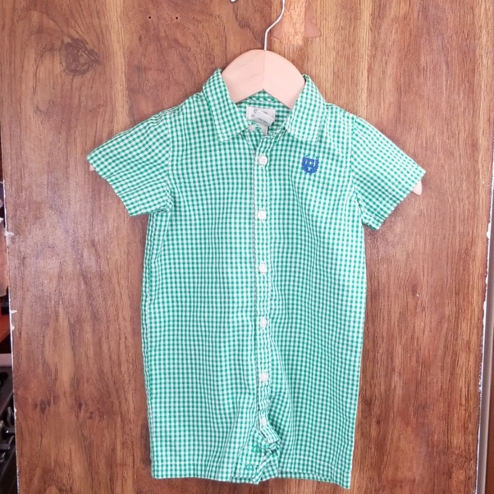 Chaps green and white plaid one Piece , Checkered, Size 6 Months Shorts